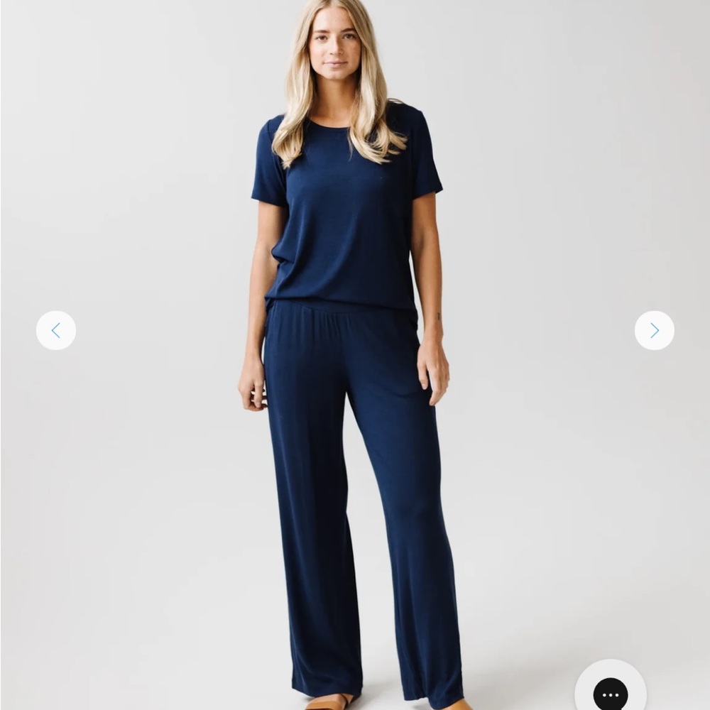 Cozy Earth Rib-Knit Lounge Pant & Short Sleeve Lounge Top (worn 5x, like new)